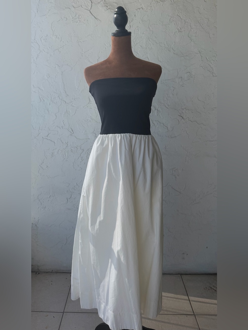 Aritzia Black & White Strapless Maxi Dress